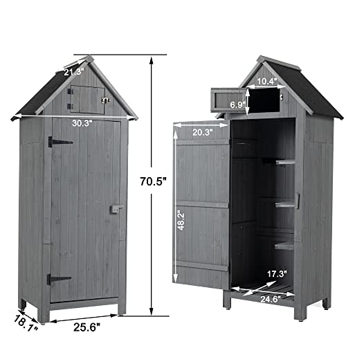 Outdoor Storage Cabinet Tool Shed Wooden Garden Shed (Gray)