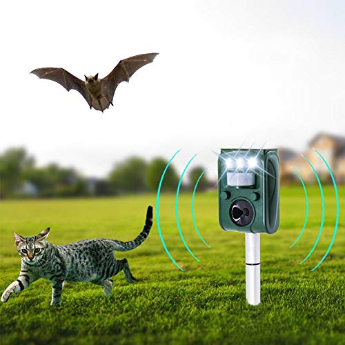 Lulu Home Ultrasonic Animal Repeller, Outdoor Weatherproof Solar Powered Rodent Repeller with Motion Activated Flashing LED Light, Repel Dogs, Cat, Squirrels, Raccoon, Rabbit, Fox & More