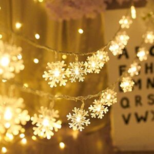 milexing christmas lights, christmas decor snowflake string lights, 19.6 ft 40 led fairy lights battery operated waterproof for xmas garden patio bedroom party decorations
