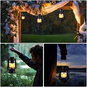 Solar Lantern Outdoor Waterproof Hanging LED Vintage Metal Lanterns Flickering Flame Garden Decorative for Yard Pathway Porch Patio Table 2 Pack