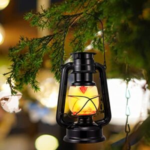 Solar Lantern Outdoor Waterproof Hanging LED Vintage Metal Lanterns Flickering Flame Garden Decorative for Yard Pathway Porch Patio Table 2 Pack