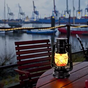 Solar Lantern Outdoor Waterproof Hanging LED Vintage Metal Lanterns Flickering Flame Garden Decorative for Yard Pathway Porch Patio Table 2 Pack