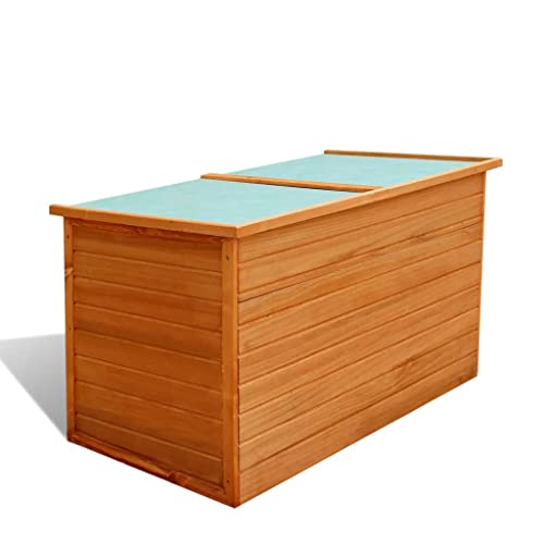 loibinfen Patio Storage Box 49.6"x28.3"x28.3" Wood Deck Box, Outdoor Wood Garden Backyard Organization, Garden Storage Box for Patio Furniture Gardening Tools Toys Cushions (Weight:38.36 lbs)