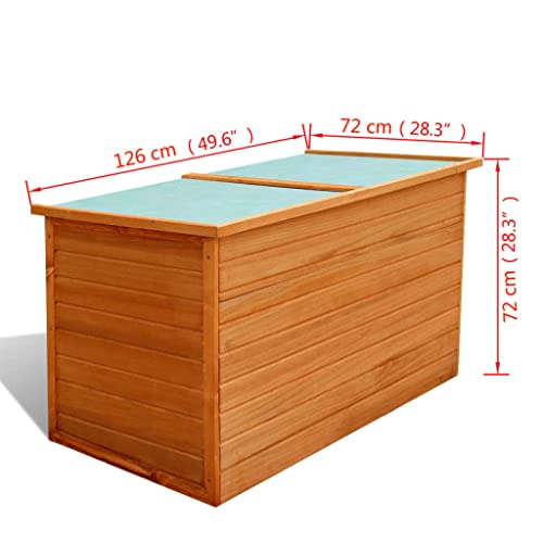 loibinfen Patio Storage Box 49.6"x28.3"x28.3" Wood Deck Box, Outdoor Wood Garden Backyard Organization, Garden Storage Box for Patio Furniture Gardening Tools Toys Cushions (Weight:38.36 lbs)