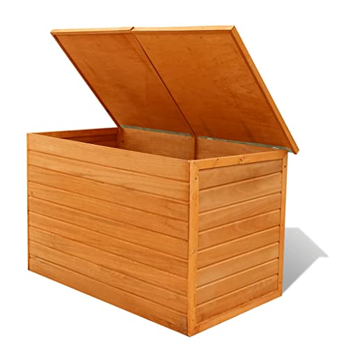 loibinfen Patio Storage Box 49.6"x28.3"x28.3" Wood Deck Box, Outdoor Wood Garden Backyard Organization, Garden Storage Box for Patio Furniture Gardening Tools Toys Cushions (Weight:38.36 lbs)