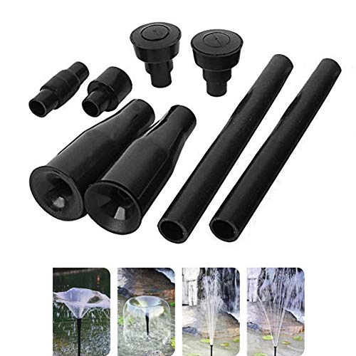 Dahszhi 1 Set Plastic Garden Waterfall Fountain Nozzle Head Set 4 Shapes Black