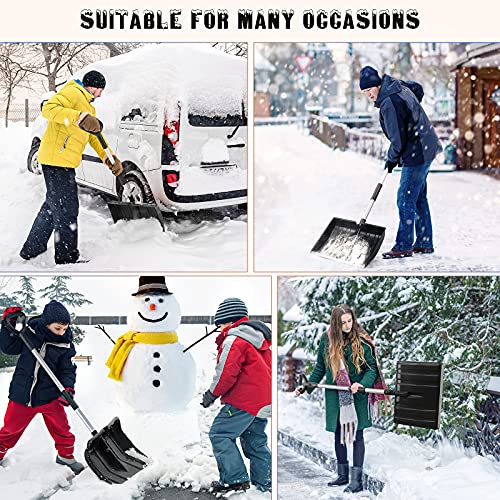 Large Portable Snow Shovel for Driveway: Lightweight Snowmobile Shovel with Aluminum Handle Wide Snow Removal, Black