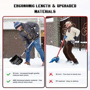 Large Portable Snow Shovel for Driveway: Lightweight Snowmobile Shovel with Aluminum Handle Wide Snow Removal, Black