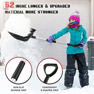 Large Portable Snow Shovel for Driveway: Lightweight Snowmobile Shovel with Aluminum Handle Wide Snow Removal, Black