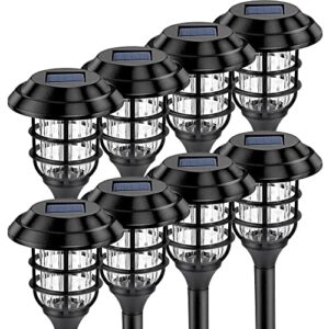 gigalumi solar pathway lights outdoor, 8 pack bright solar lights, yard lights outdoor solar powered, waterproof auto on/off solar garden lights for pathway, landscape, walkway, driveway (cold white)