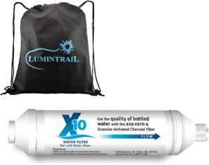 lumintrail spa marvel x10 water filter, granulated activated charcoal filter, in-line hose pre-filter for hot tub & spas, with a drawstring bag