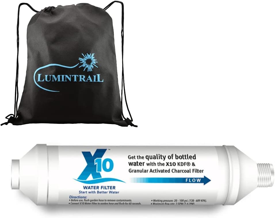 Lumintrail Spa Marvel X10 Water Filter, Granulated Activated Charcoal Filter, in-Line Hose Pre-Filter for Hot Tub & Spas, with a Drawstring Bag