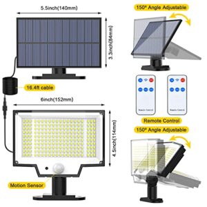 NACINIC Solar Outdoor Lights Motion Sensor Waterproof w/ 400 Bright LED, Remote, Separate Panel, 16.4Ft Cable, Dusk to Dawn Lighting Mode, Security Solar Powered Flood Light for Porch Yard Shed Wall