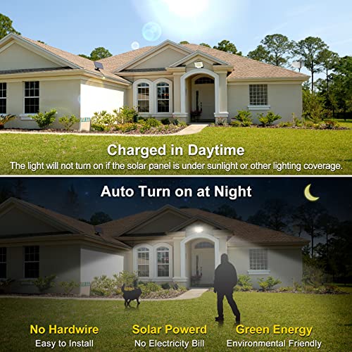 NACINIC Solar Outdoor Lights Motion Sensor Waterproof w/ 400 Bright LED, Remote, Separate Panel, 16.4Ft Cable, Dusk to Dawn Lighting Mode, Security Solar Powered Flood Light for Porch Yard Shed Wall