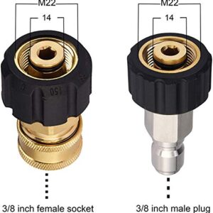 LOVHO Pressure Washer Adapter Set M22-14MM to 3/8 Inch Quick Connector 3 Pcs