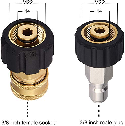 LOVHO Pressure Washer Adapter Set M22-14MM to 3/8 Inch Quick Connector 3 Pcs