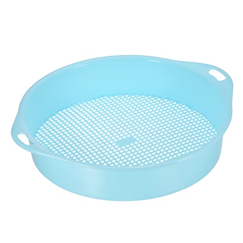 MECCANIXITY Garden Sifting Pan, Round Potting Sieve Plastic Mesh Filter Soil Screen Gardening Tool for Garden Yard, Blue