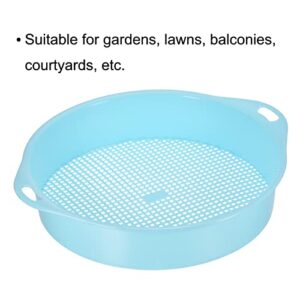 MECCANIXITY Garden Sifting Pan, Round Potting Sieve Plastic Mesh Filter Soil Screen Gardening Tool for Garden Yard, Blue