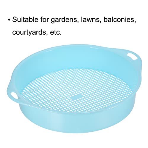 MECCANIXITY Garden Sifting Pan, Round Potting Sieve Plastic Mesh Filter Soil Screen Gardening Tool for Garden Yard, Blue