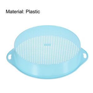 MECCANIXITY Garden Sifting Pan, Round Potting Sieve Plastic Mesh Filter Soil Screen Gardening Tool for Garden Yard, Blue