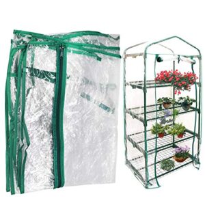 mini greenhouse transparent pvc cover portable small greenhouses cover wih roll-up zipper door, waterproof garden green house tent(iron stand not include)