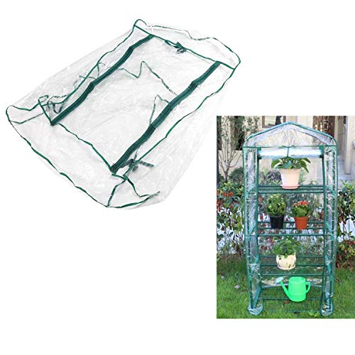 Mini Greenhouse Transparent PVC Cover Portable Small Greenhouses Cover wih Roll-Up Zipper Door, Waterproof Garden Green House Tent(Iron Stand not Include)