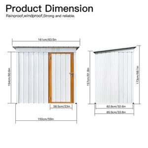 JOJIMOVE 5x3 FT Storage Shed, Metal Outdoor Garden Shed Backyard Storage Shed with Ventilation & Lockable Door, Waterproof Tool Shed for Garden,Courtyard, Lawn