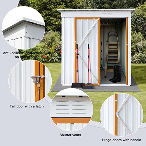 JOJIMOVE 5x3 FT Storage Shed, Metal Outdoor Garden Shed Backyard Storage Shed with Ventilation & Lockable Door, Waterproof Tool Shed for Garden,Courtyard, Lawn