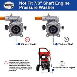 TOOLCY 3/4" Shaft Horizontal Pressure Washer Pump - Max 3100 PSI @ 2.5 GPM - Power Washer Pump for Gas Washer - Replacement Pump for Honda, Simpson, Ryobi etc.