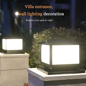 DLGGO European Waterproof IP65 Outdoor Pillar Light Vintage Patio Aisle Lawn Column Light Villa E27 Cap Light Aluminum Acrylic Post Lantern Fence Garden Pedestal Lamp