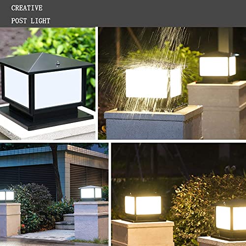 DLGGO European Waterproof IP65 Outdoor Pillar Light Vintage Patio Aisle Lawn Column Light Villa E27 Cap Light Aluminum Acrylic Post Lantern Fence Garden Pedestal Lamp