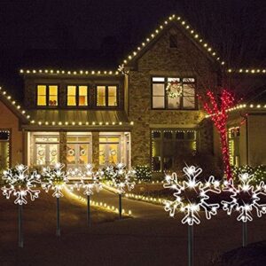 5 Pieces Christmas Snowflake Pathway Lights, Snowflake Pathway Markers Total 120 Cool White LEDs Christmas Outdoor Landscape Fairy Light Power Operated for Pathway Walkway Garden Lawn Patio Decoration