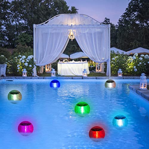 YOFOKO Solar Floating Pool Lights Floating Ball Pool Light Solar Powered Color Changing Balls Waterproof Waterscape Light Float or Hang in Pool Garden Backyard Pond Party Decorations (Transparent)