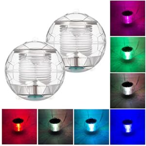 YOFOKO Solar Floating Pool Lights Floating Ball Pool Light Solar Powered Color Changing Balls Waterproof Waterscape Light Float or Hang in Pool Garden Backyard Pond Party Decorations (Transparent)