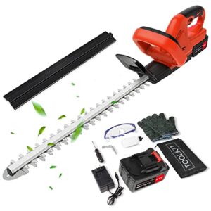 electric hedge trimmer cordless 21v 3000mah battery hedge trimmer 22-inch power hedge trimmer with battery and charger, dual action blade 3/5″ cut capacity, 1500 rpm bush trimmer cordless outdoor tool