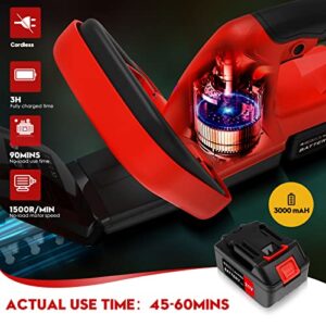 Electric hedge trimmer cordless 21V 3000mAh Battery Hedge Trimmer 22-Inch Power Hedge Trimmer With Battery And Charger, Dual Action Blade 3/5" Cut Capacity, 1500 RPM Bush Trimmer Cordless Outdoor Tool