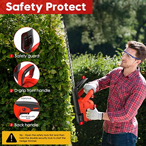 Electric hedge trimmer cordless 21V 3000mAh Battery Hedge Trimmer 22-Inch Power Hedge Trimmer With Battery And Charger, Dual Action Blade 3/5" Cut Capacity, 1500 RPM Bush Trimmer Cordless Outdoor Tool