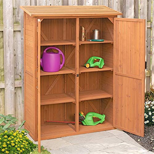 Leisure Season MCS5137 Multi Compartment Storage Cabinet - Brown - Indoor and Outdoor Shed for Garden, Patio, Shed, Backyard, Front Porch, Garage - Tool Organizer and Furniture with Shelves, Cabinets