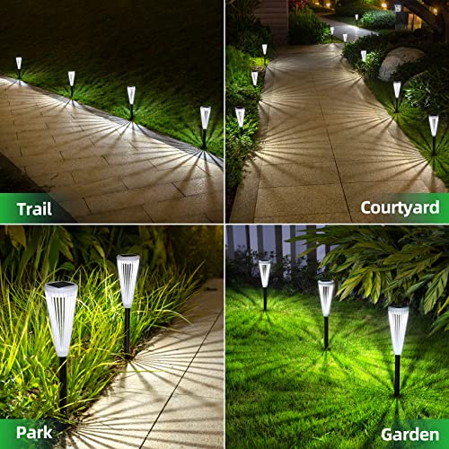 DOMIDAR Solar Garden Lights 12-Pack,Solar Powered Outdoor Patio Pathway Walkway Lights Stake - Landscape Path Lights with Umbrella Pattern for Driveway Lawn Yard Front Porch Decor Warm/White Switch…