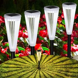 DOMIDAR Solar Garden Lights 12-Pack,Solar Powered Outdoor Patio Pathway Walkway Lights Stake - Landscape Path Lights with Umbrella Pattern for Driveway Lawn Yard Front Porch Decor Warm/White Switch…
