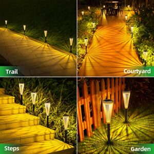 DOMIDAR Solar Garden Lights 12-Pack,Solar Powered Outdoor Patio Pathway Walkway Lights Stake - Landscape Path Lights with Umbrella Pattern for Driveway Lawn Yard Front Porch Decor Warm/White Switch…