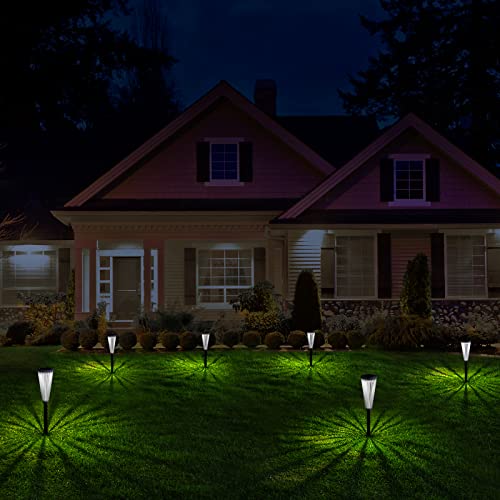 DOMIDAR Solar Garden Lights 12-Pack,Solar Powered Outdoor Patio Pathway Walkway Lights Stake - Landscape Path Lights with Umbrella Pattern for Driveway Lawn Yard Front Porch Decor Warm/White Switch…