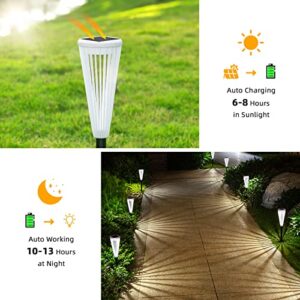 DOMIDAR Solar Garden Lights 12-Pack,Solar Powered Outdoor Patio Pathway Walkway Lights Stake - Landscape Path Lights with Umbrella Pattern for Driveway Lawn Yard Front Porch Decor Warm/White Switch…