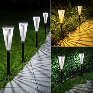 DOMIDAR Solar Garden Lights 12-Pack,Solar Powered Outdoor Patio Pathway Walkway Lights Stake - Landscape Path Lights with Umbrella Pattern for Driveway Lawn Yard Front Porch Decor Warm/White Switch…