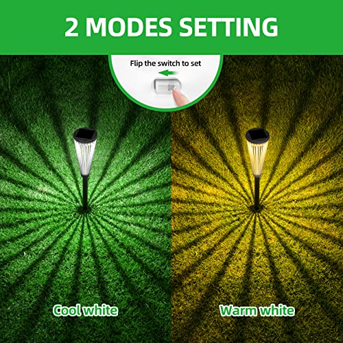 DOMIDAR Solar Garden Lights 12-Pack,Solar Powered Outdoor Patio Pathway Walkway Lights Stake - Landscape Path Lights with Umbrella Pattern for Driveway Lawn Yard Front Porch Decor Warm/White Switch…