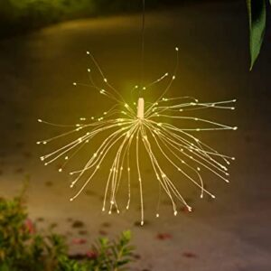 4 Pack Solar Fireworks Lights Clip On Lights 150 LED Waterproof Fairy String Lights 8 Modes Lighting Outdoor Lights Christmas Lights for Garden Patio Party Wedding Decorative (Warm White)