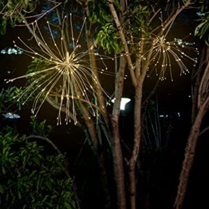 4 Pack Solar Fireworks Lights Clip On Lights 150 LED Waterproof Fairy String Lights 8 Modes Lighting Outdoor Lights Christmas Lights for Garden Patio Party Wedding Decorative (Warm White)