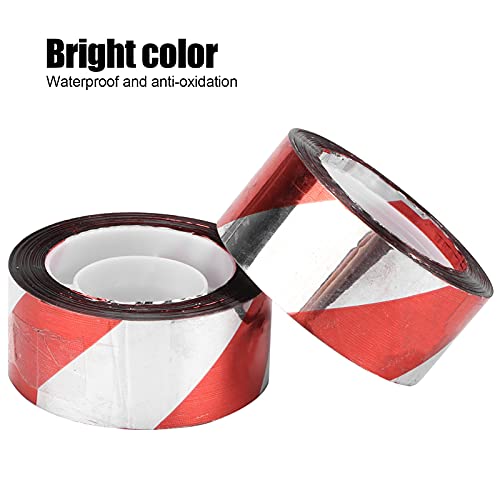Hztyyier Reflective Scare Tape, Bird Scare Ribbon Thick Reflective Bird ​Deterrent Tape Garden Orchard Accessories Reflective Scare Birds Tape for Scare Birds Away(2 Pieces of red Silver, 100m)