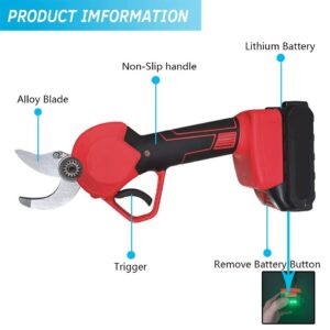 Zfyoung Electric Pruning Shears, 30mm(1.18 Inch) Cutting Diameter, Professional Cordless Pruner Branch Trimmer, Electric Branch Scissors with 2PCS Rechargeable Lithium Battery Powered, Garden Tools