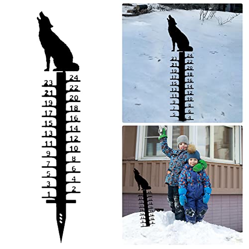 Gift 24cm Snowflake Snow Measuring Instrument Snowmobile Snow Measuring Instrument Metal Snow Measuring Ruler Outdoor Garden Ornament Smart Leveler (Black, One Size)